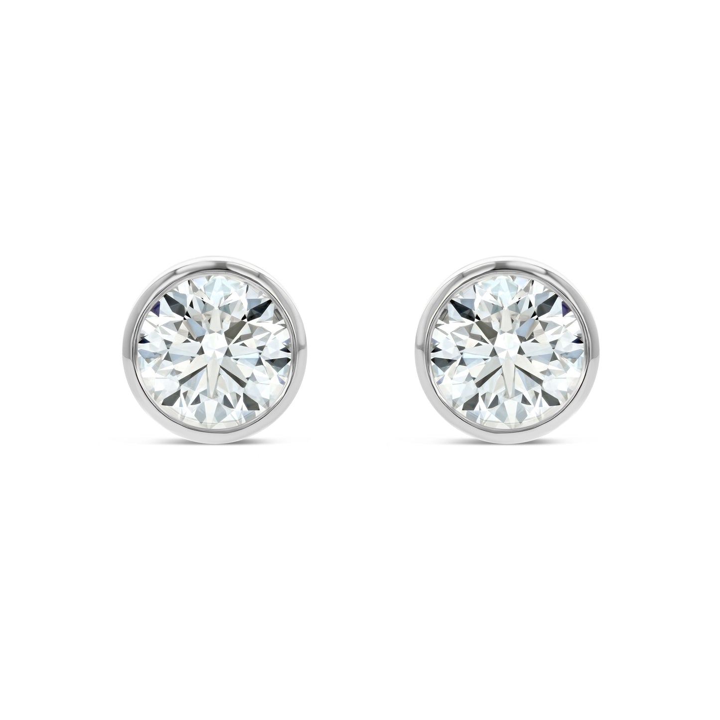 14k White Gold Bezel Set Round Brilliant Diamond Stud Earrings (0.75 Ct. T.w., Vs1-vs2 Clarity, H-i Color)
