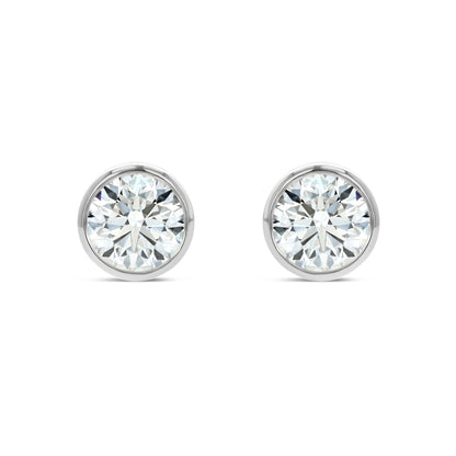 18k White Gold Bezel Set Round Brilliant Diamond Stud Earrings (1 Ct. T.w., Si1-si2 Clarity, H-i Color)