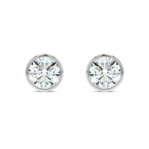 Natural Diamond Round Brilliant Bezel Stud Earrings in Platinum, 1 ct. t.w., in 950 - Platinum – front view | RockHer
