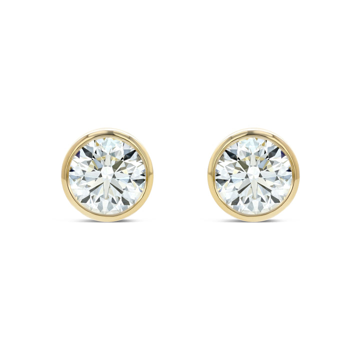 18k Yellow Gold Bezel Set Round Brilliant Diamond Stud Earrings (0.5 Ct. T.w., Vs1-vs2 Clarity, H-i Color)