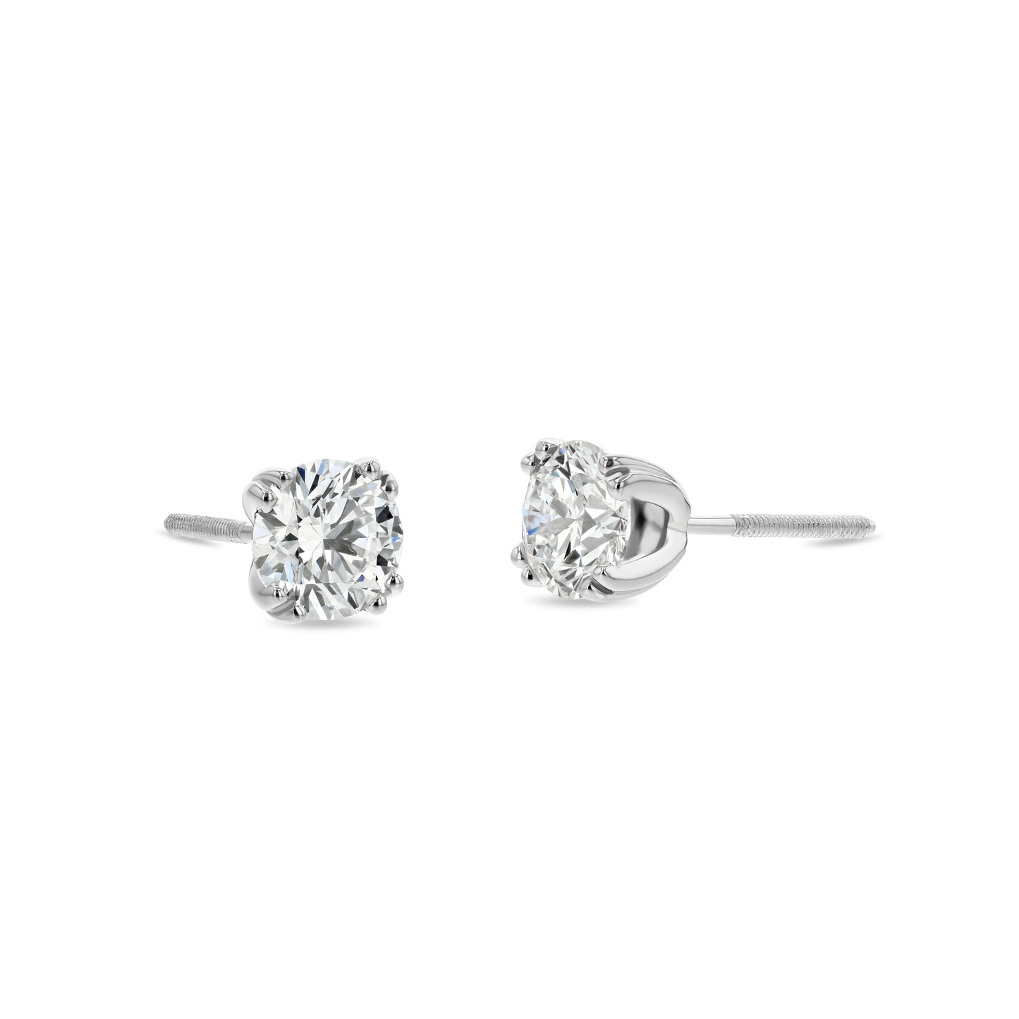 18k White Gold 8-prong Round Brilliant Diamond Stud Earrings (1 Ct. T.w., Si1-si2 Clarity, J-k Color)