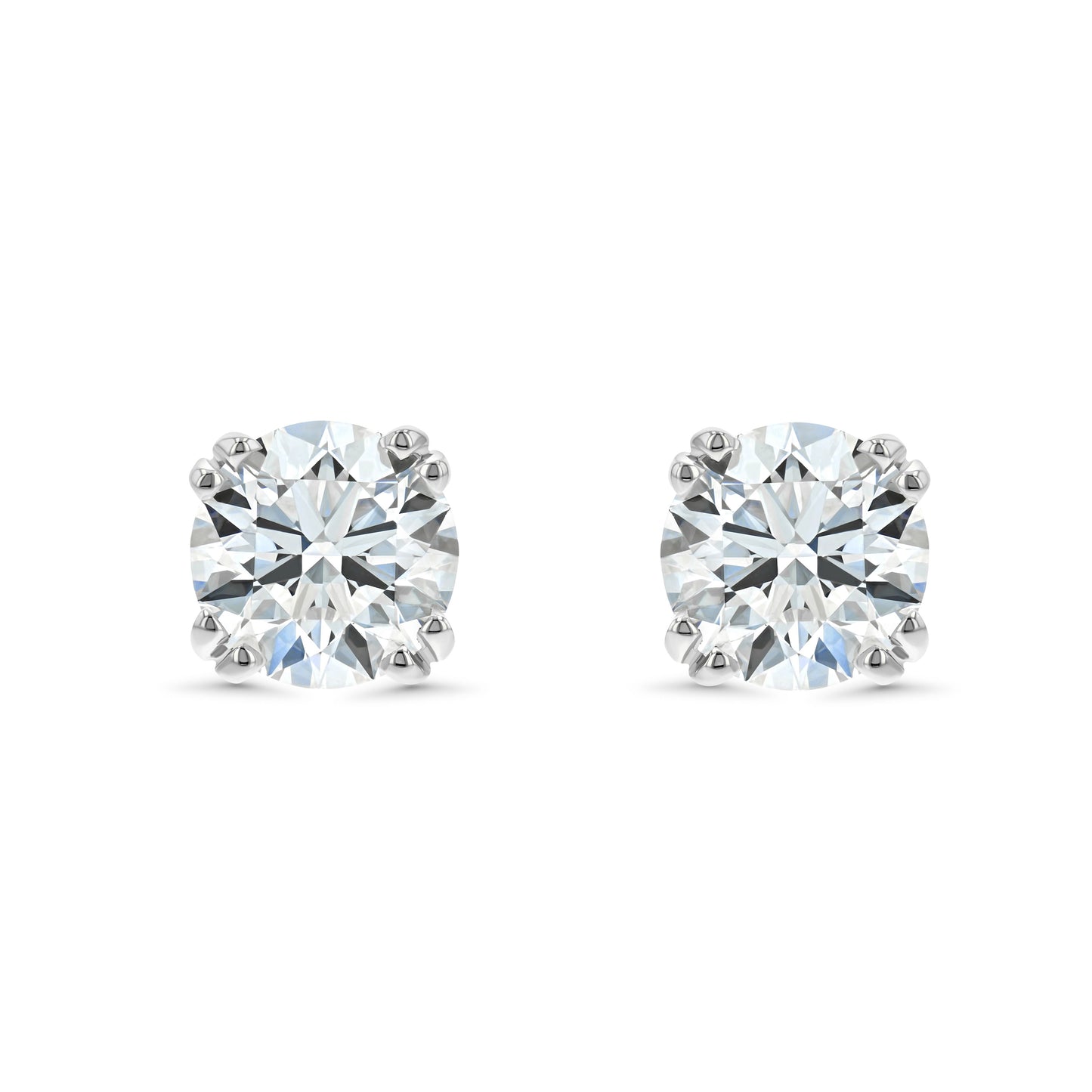 Platinum 8-prong Round Brilliant Diamond Stud Earrings (0.75 Ct. T.w., Vs1-vs2 Clarity, F-g Color) – front view | RockHer