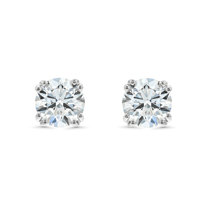 18k White Gold Double Prong Round Diamond Stud Earrings 1/2ctw (4.1mm Ea), M-n Color, Si2-si3 Clarity