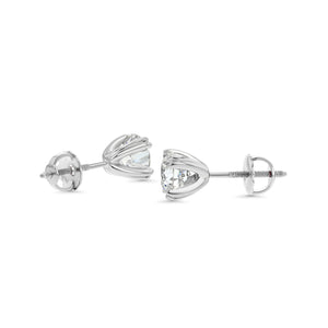 Platinum 8-prong Round Brilliant Diamond Stud Earrings (1.06 Ct. T.w., Vs1-vs2 Clarity, H-i Color), side profile | RockHer