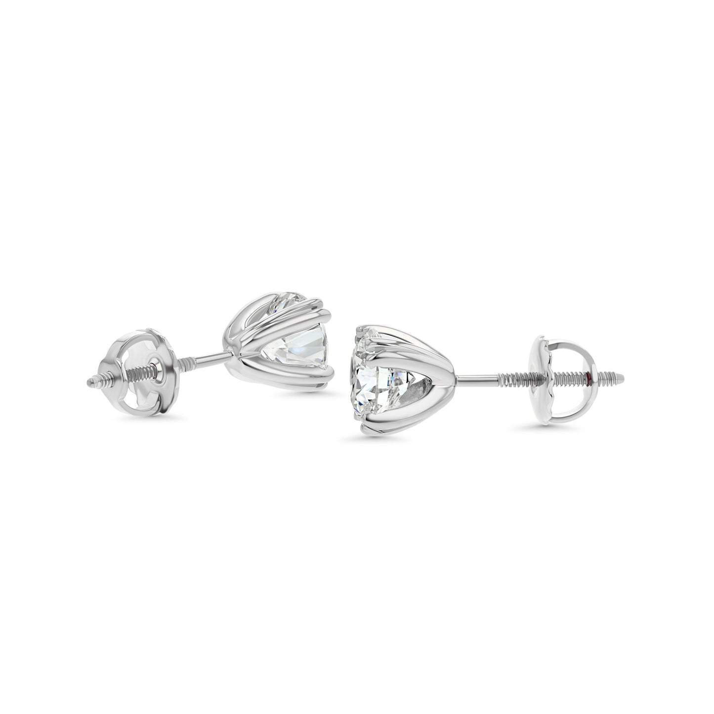 18k White Gold 8-prong Round Brilliant Diamond Stud Earrings (0.52 Ct. T.w., Vs1-vs2 Clarity, F-g Color)