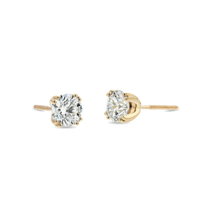 18k Yellow Gold 8-prong Round Brilliant Diamond Stud Earrings (0.75 Ct. T.w., Vs1-vs2 Clarity, H-i Color)