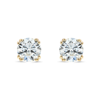 18k Yellow Gold Double Prong Round Diamond Stud Earrings 1/2ctw (4.1mm Ea), M-n Color, Si2-si3 Clarity