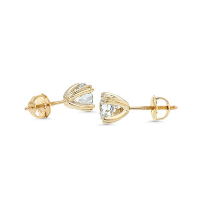 18k Yellow Gold 8-prong Round Brilliant Diamond Stud Earrings (2.09 Ct. T.w., Vs1-vs2 Clarity, H-i Color)