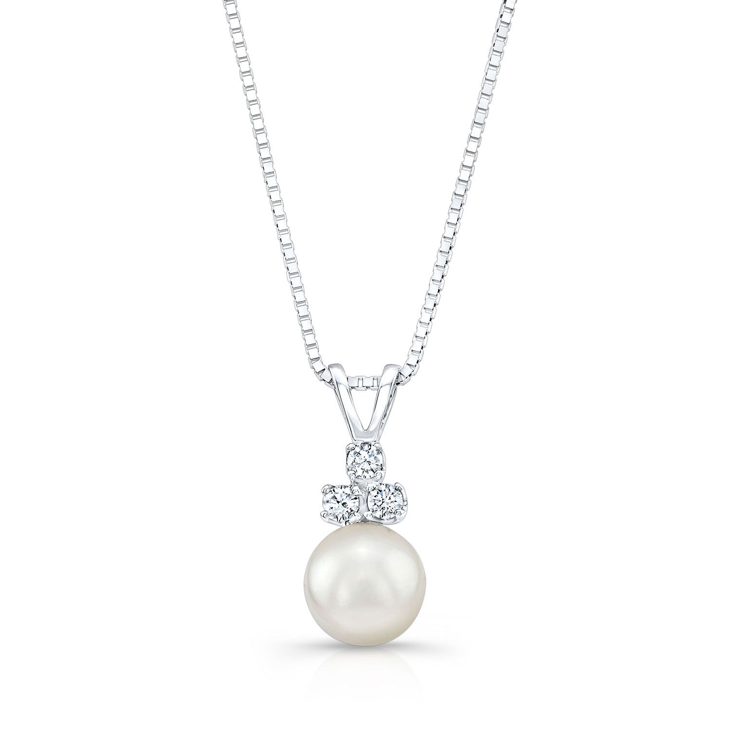 White Pearl & Diamond 14k Pendant