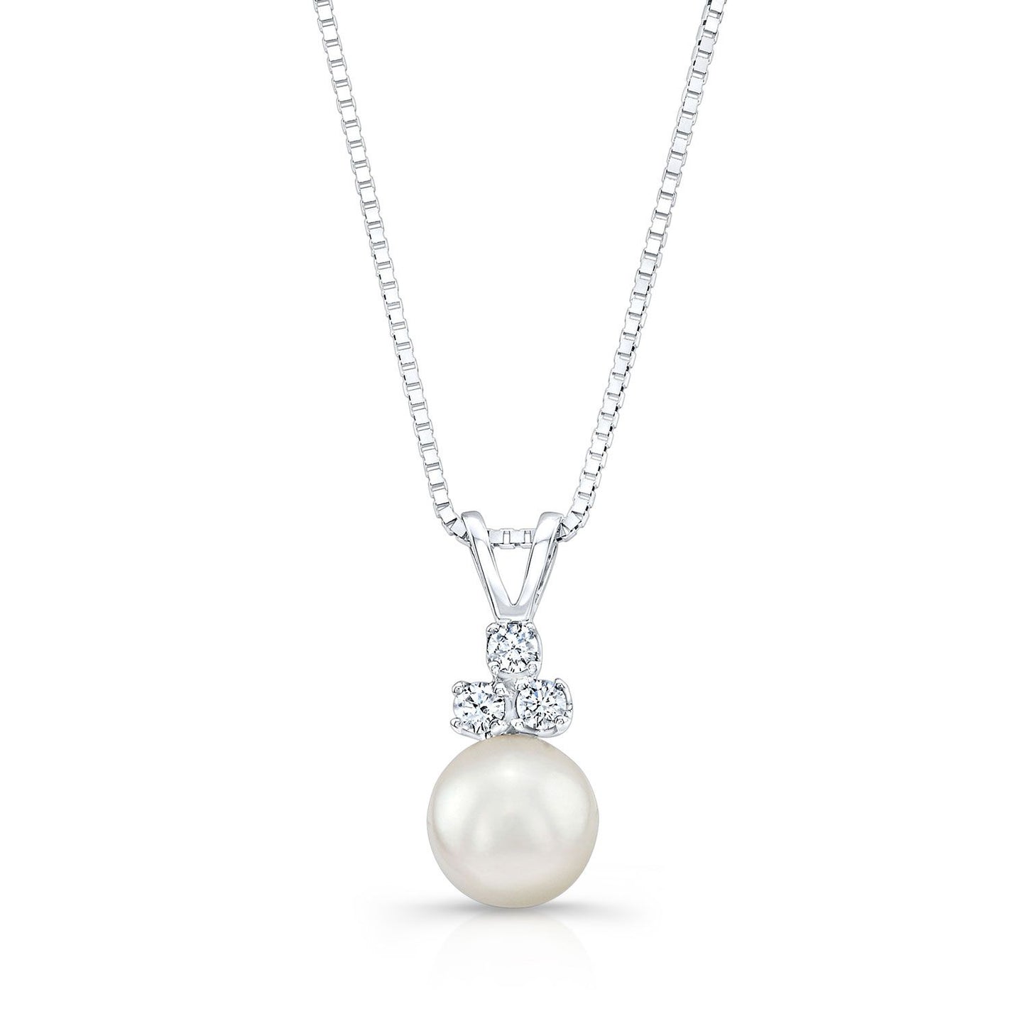White Pearl & Diamond 14k Pendant