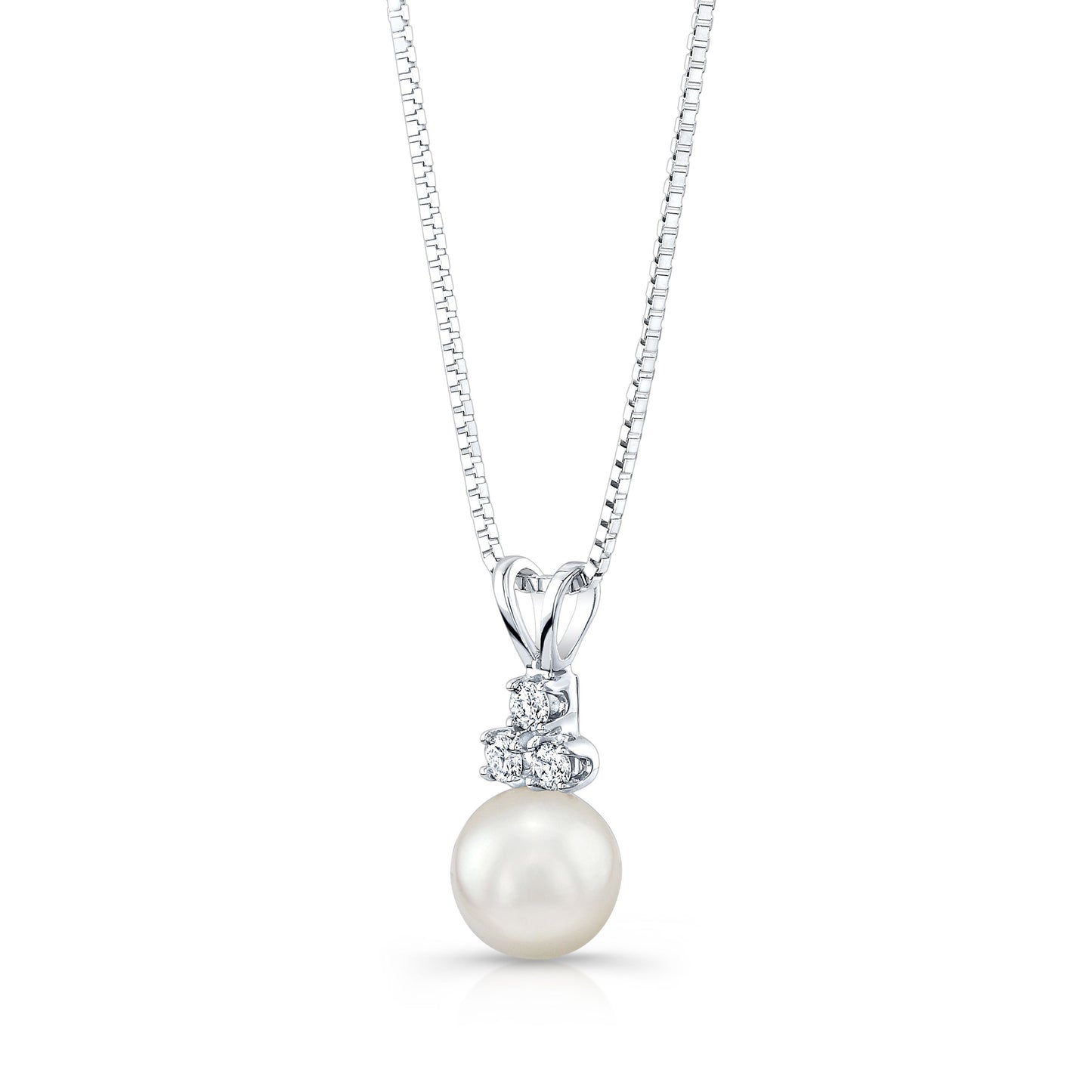White Pearl & Diamond 14k Pendant