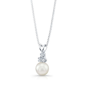 Cultured Pearl Pear Shape Pendant in 14K White Gold – side profile | RockHer