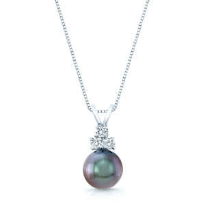 South Sea Pearl Pear Shape Pendant in 14K White Gold – front view | RockHer