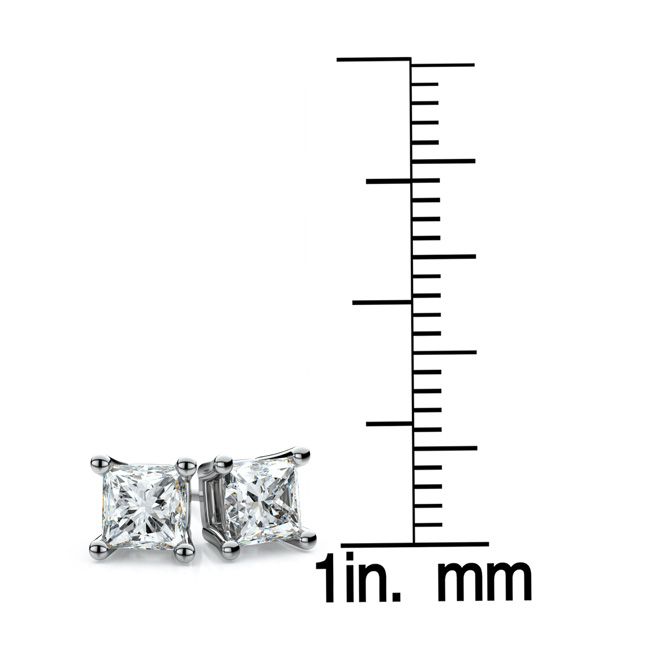 Platinum 4-prong Princess Diamond Stud Earrings (0.52 Ct. T.w., Si1-2 Clarity, H-i Color)