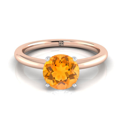 14K Rose Gold Round Brilliant Citrine Round Comfort Fit Claw Prong Solitaire Engagement Ring
