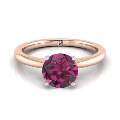 14K Rose Gold Round Brilliant Garnet Round Comfort Fit Claw Prong Solitaire Engagement Ring