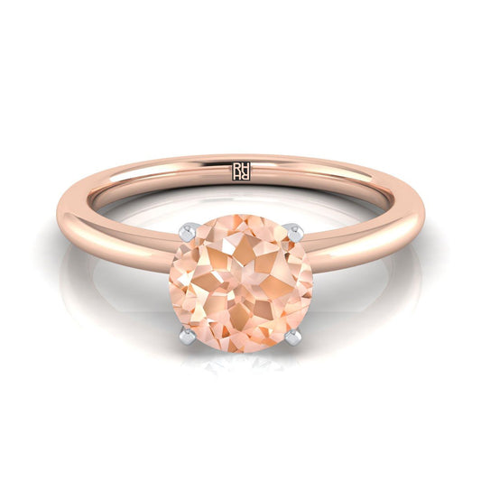 14K Rose Gold Round Brilliant Morganite Round Comfort Fit Claw Prong Solitaire Engagement Ring