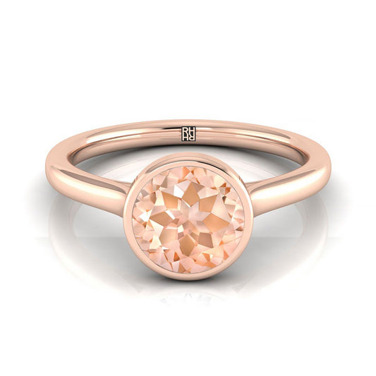 14K Rose Gold Round Brilliant Morganite Simple Bezel Solitaire Engagement Ring
