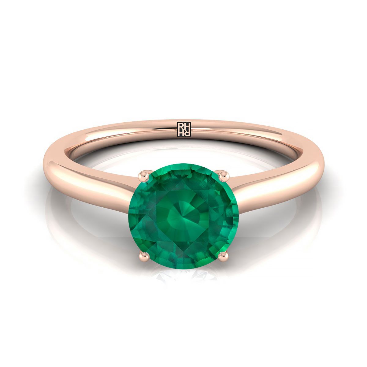 14K Rose Gold Round Brilliant Cathedral Solitaire Surprise Secret Stone Engagement Ring