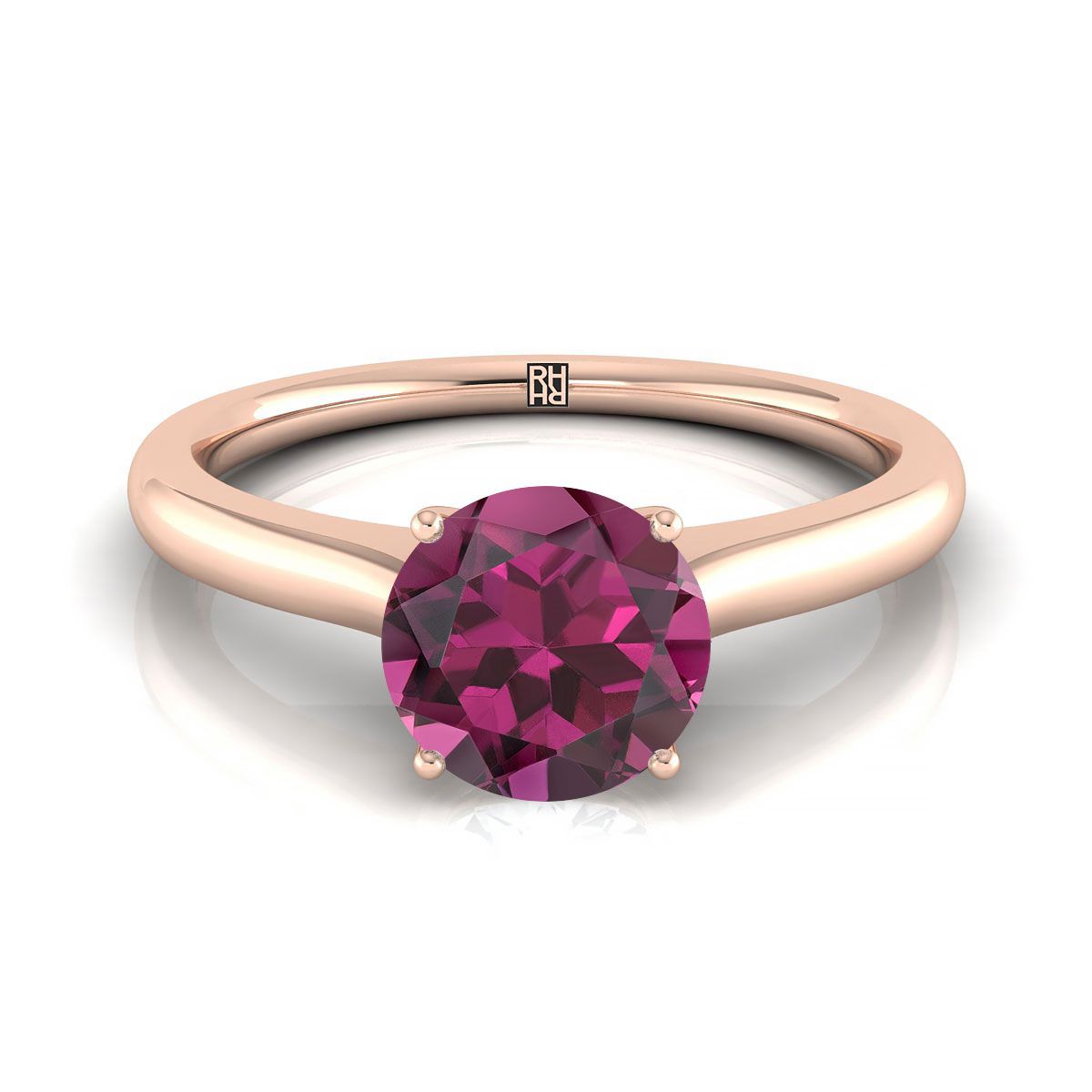 14K Rose Gold Round Brilliant Cathedral Solitaire Surprise Secret Stone Engagement Ring