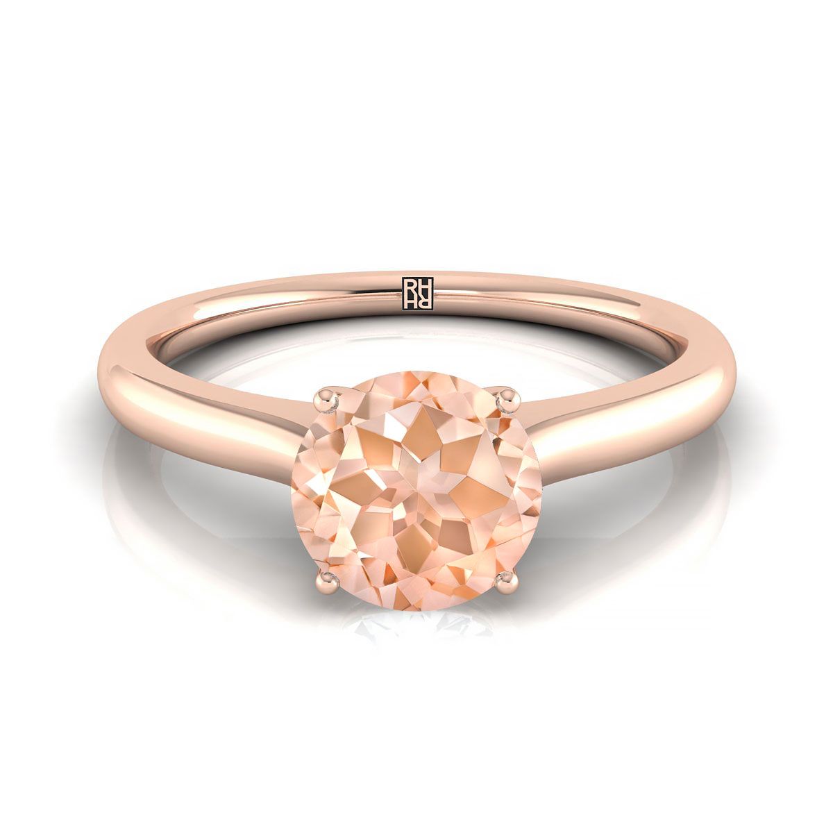14K Rose Gold Round Brilliant Cathedral Solitaire Surprise Secret Stone Engagement Ring
