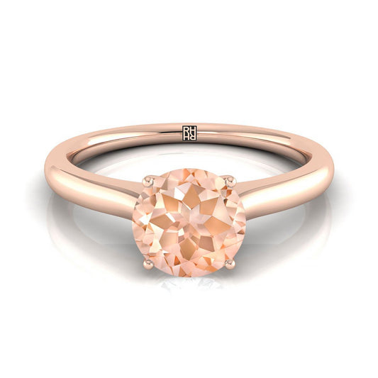 14K Rose Gold Round Brilliant Cathedral Solitaire Surprise Secret Stone Engagement Ring
