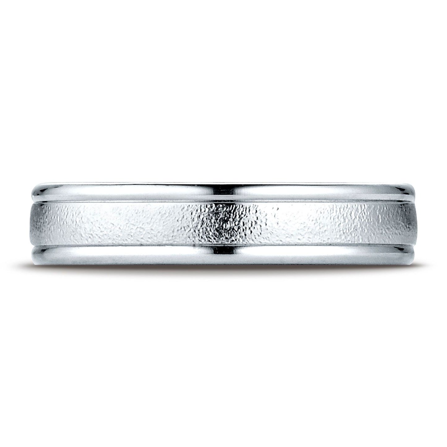 Platinum 4mm Comfort-fit Wired-finished High Polished Round Edge Carved Design Band