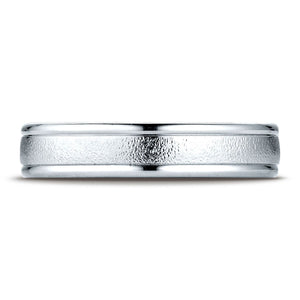 4mm Wired Finish High Polished Round Edge Carved Wedding Band, in Platinum | RockHer