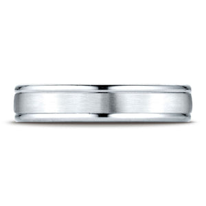 4mm Satin Finish High Polished Round Edge Carved Wedding Band, in Platinum | RockHer