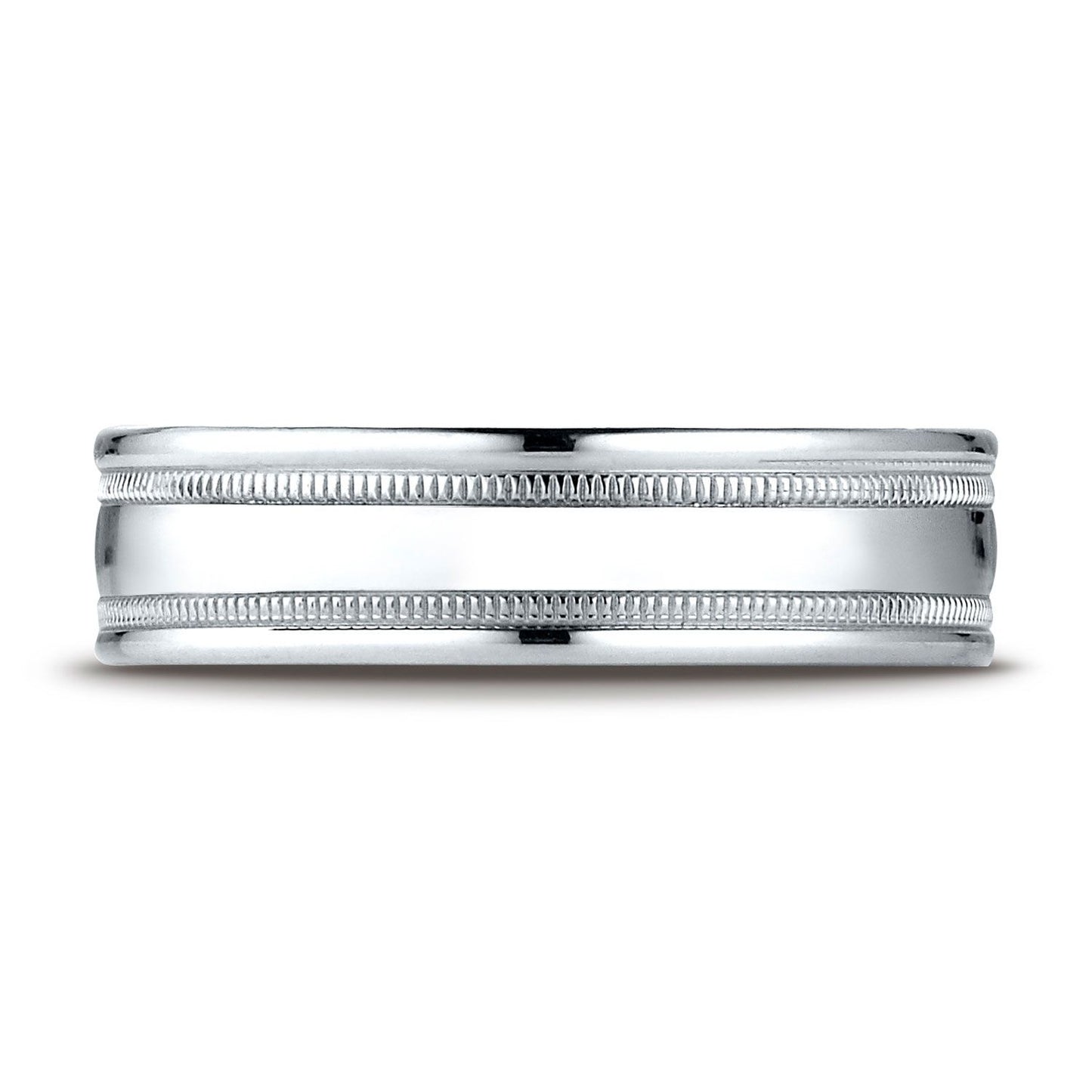 Platinum 6mm Comfort-fit High Polished With Milgrain Round Edge Carved Design Band