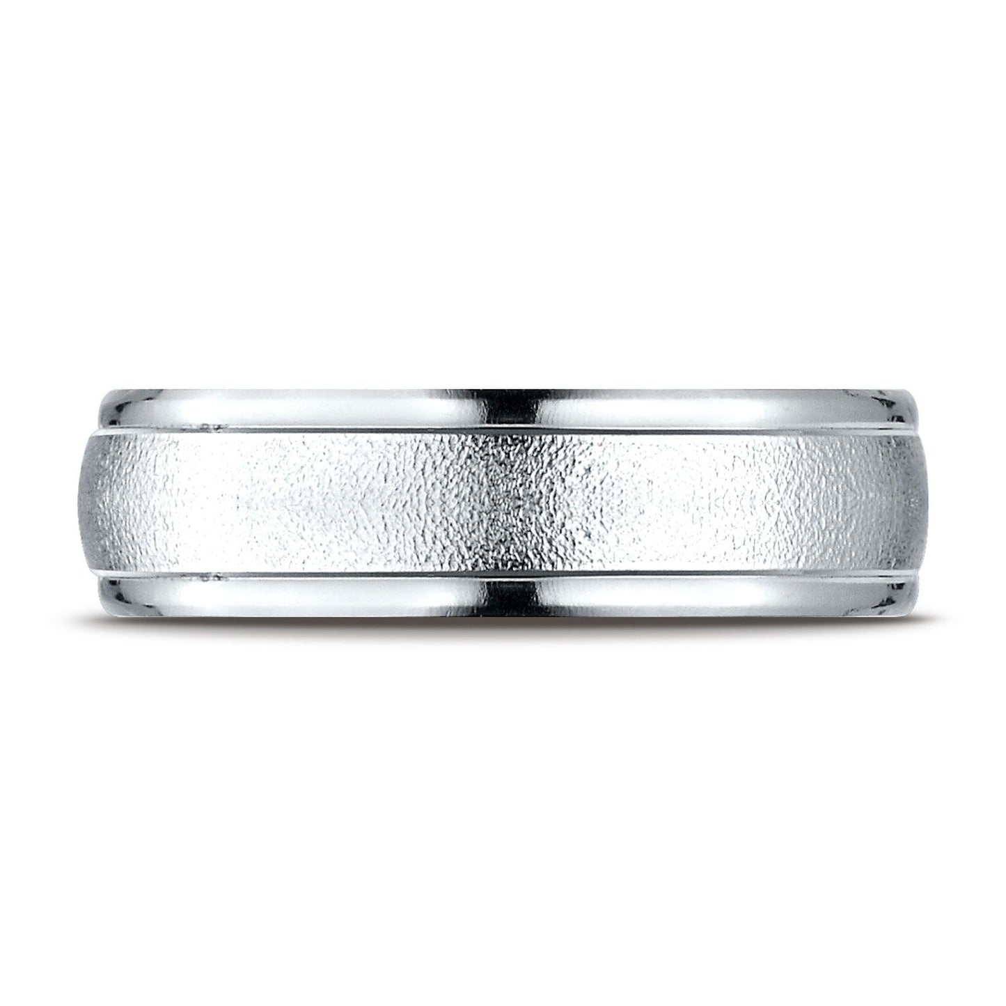 Platinum 6mm Comfort-fit Wired-finished High Polished Round Edge Carved Design Band