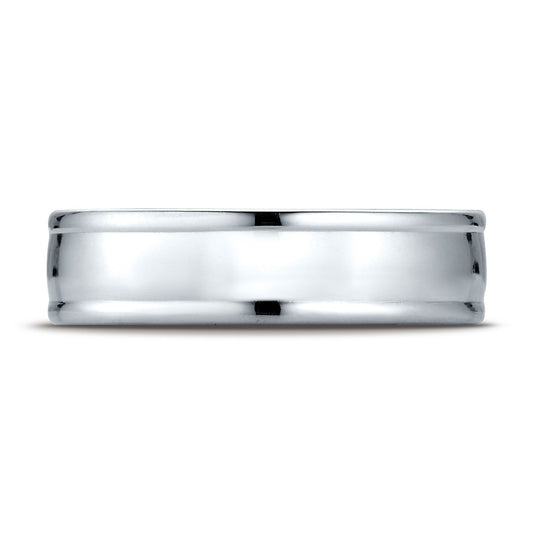 Platinum 6mm Comfort-fit High Polish Finish Round Edge Design Band