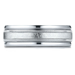 7mm Round Edge Swirl Finish Carved Wedding Band, in Platinum | RockHer