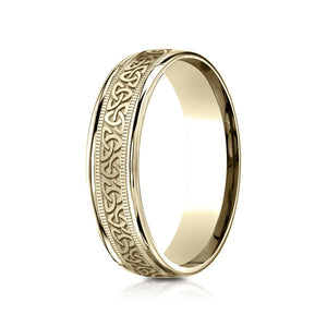6mm Celtic Knot Carved Wedding Band, in 18K Yellow Gold | RockHer