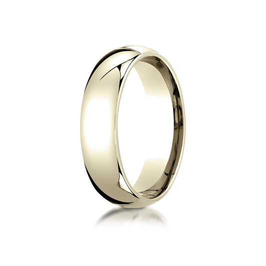 14k Yellow Gold 6mm Slightly Domed Super Light Comfort-fit Ring