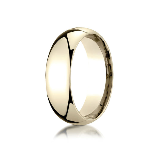 14k Yellow Gold 7mm Slightly Domed Super Light Comfort-fit Ring