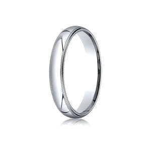 4mm Slightly Domed Super Light Milgrain Comfort-Fit Wedding Band, in 14K White Gold | RockHer