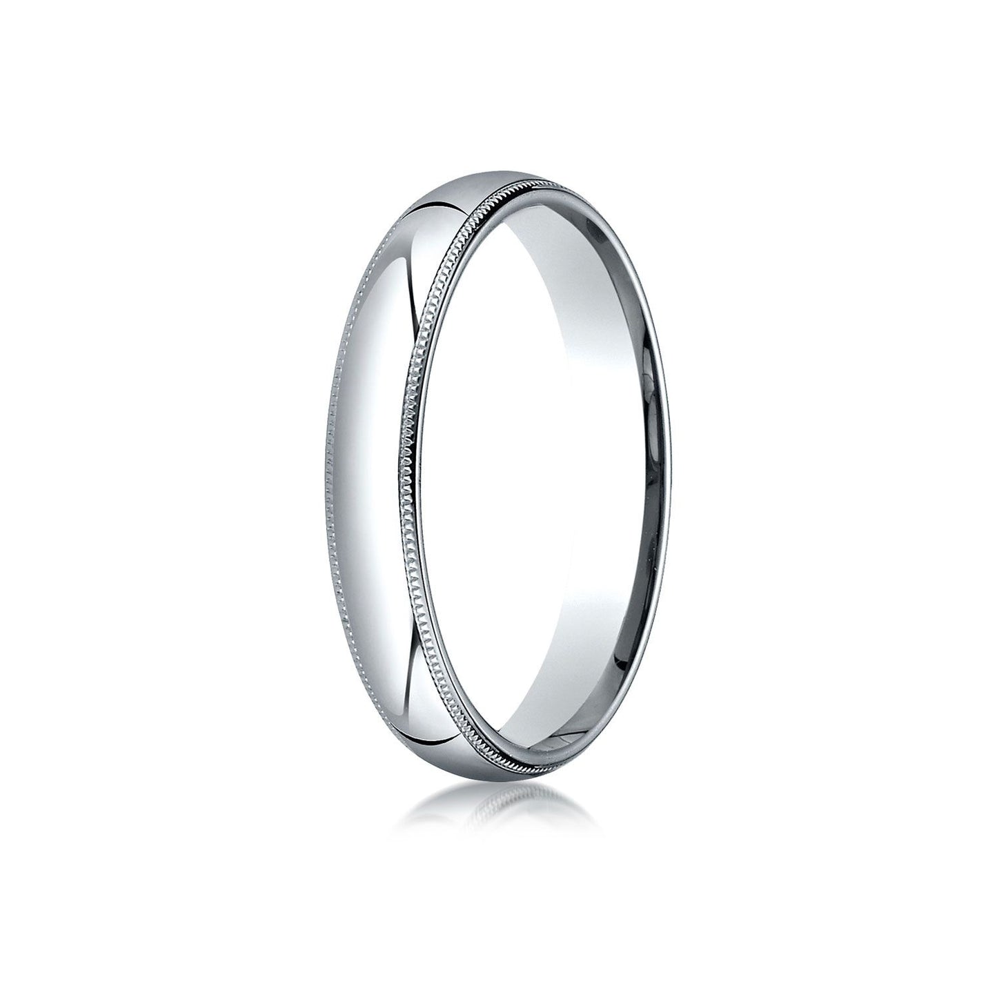Platinum 4mm Slightly Domed Standard Comfort-fit Ring With Milgrain