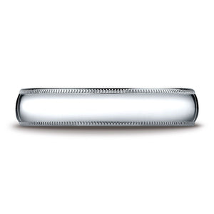 5mm Slightly Domed Milgrain Comfort-Fit Wedding Band, in Platinum | RockHer