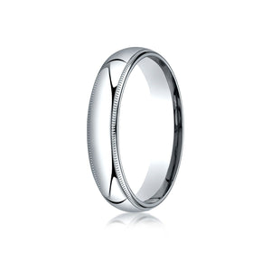 5mm Slightly Domed Super Light Milgrain Comfort-Fit Wedding Band, in 14K White Gold | RockHer