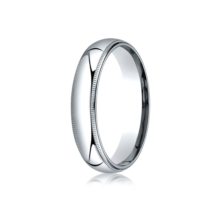5mm Slightly Domed Super Light Milgrain Comfort-Fit Wedding Band, in 14K White Gold | RockHer