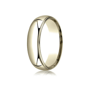 6mm Slightly Domed Super Light Milgrain Comfort-Fit Wedding Band, in 14K Yellow Gold | RockHer
