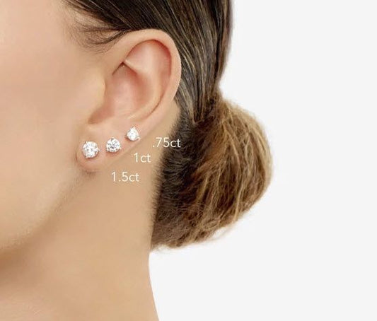 18kr Bezel Round Diamond Single Stud Earring 0.16ctw (3.4mm Ea), J-k Color, Si Clarity