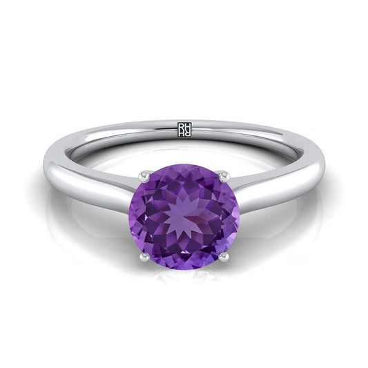 Platinum Round Brilliant Cathedral Solitaire Surprise Secret Stone Engagement Ring