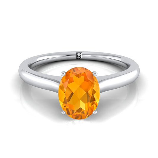 Platinum Oval Cathedral Solitaire Surprise Secret Stone Engagement Ring