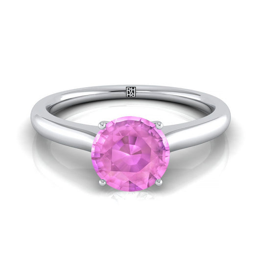 Platinum Round Brilliant Cathedral Solitaire Surprise Secret Stone Engagement Ring