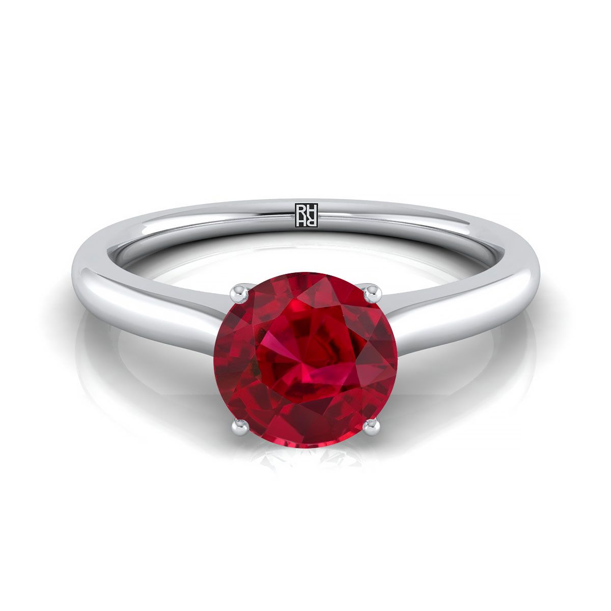 Platinum Round Brilliant Cathedral Solitaire Surprise Secret Stone Engagement Ring