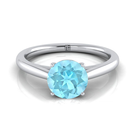Platinum Round Brilliant Rounded Comfort Fit Secret Stone Solitaire Engagement Ring