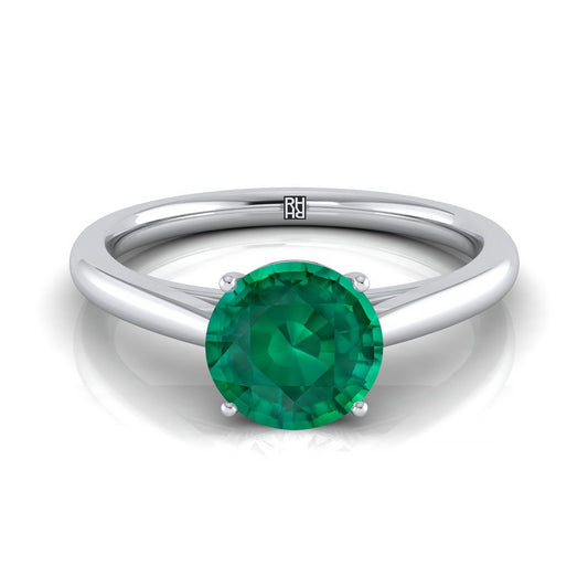 Platinum Round Brilliant Rounded Comfort Fit Secret Stone Solitaire Engagement Ring