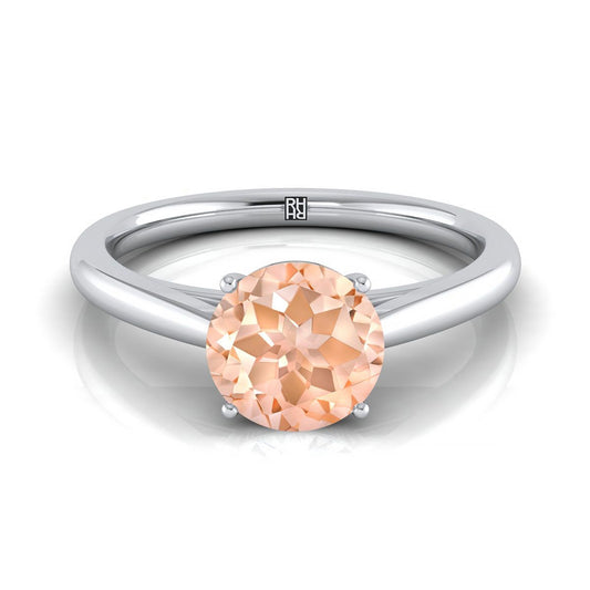 Platinum Round Brilliant Rounded Comfort Fit Secret Stone Solitaire Engagement Ring